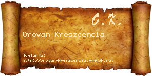 Orovan Kreszcencia névjegykártya